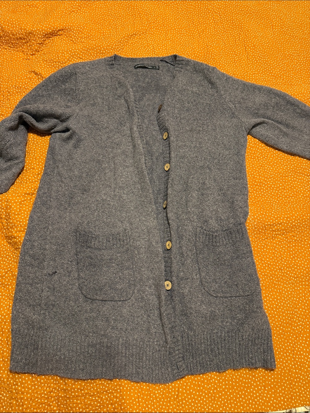 Long Gray Button-Front Women's Cardigan Sweater